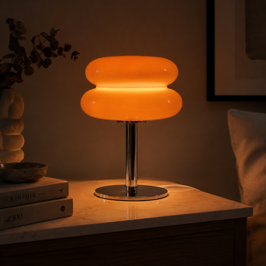 Mushroom Glass Table Lamp – Modern Bedside Lamp 28cm, USB