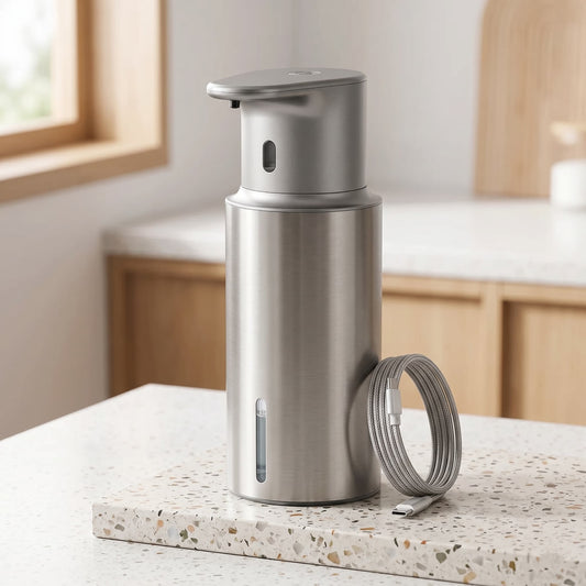 Automatic Soap Dispenser Touchless - 304 Stainless Steel, 480ml IPX7 Waterproof, USB-C Rechargeable for Bathroom & Kitchen