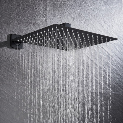 Rainfall Shower Head with Wall Arm - Square Overhead Shower, Stainless Steel, Wall Mounted