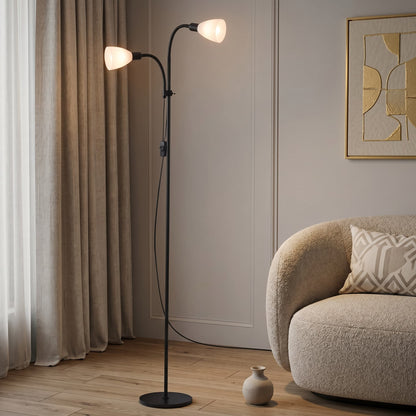Modern Floor Lamp 180cm – Modern Standing Lamp with Adjustable Dual Heads & Foot Switch