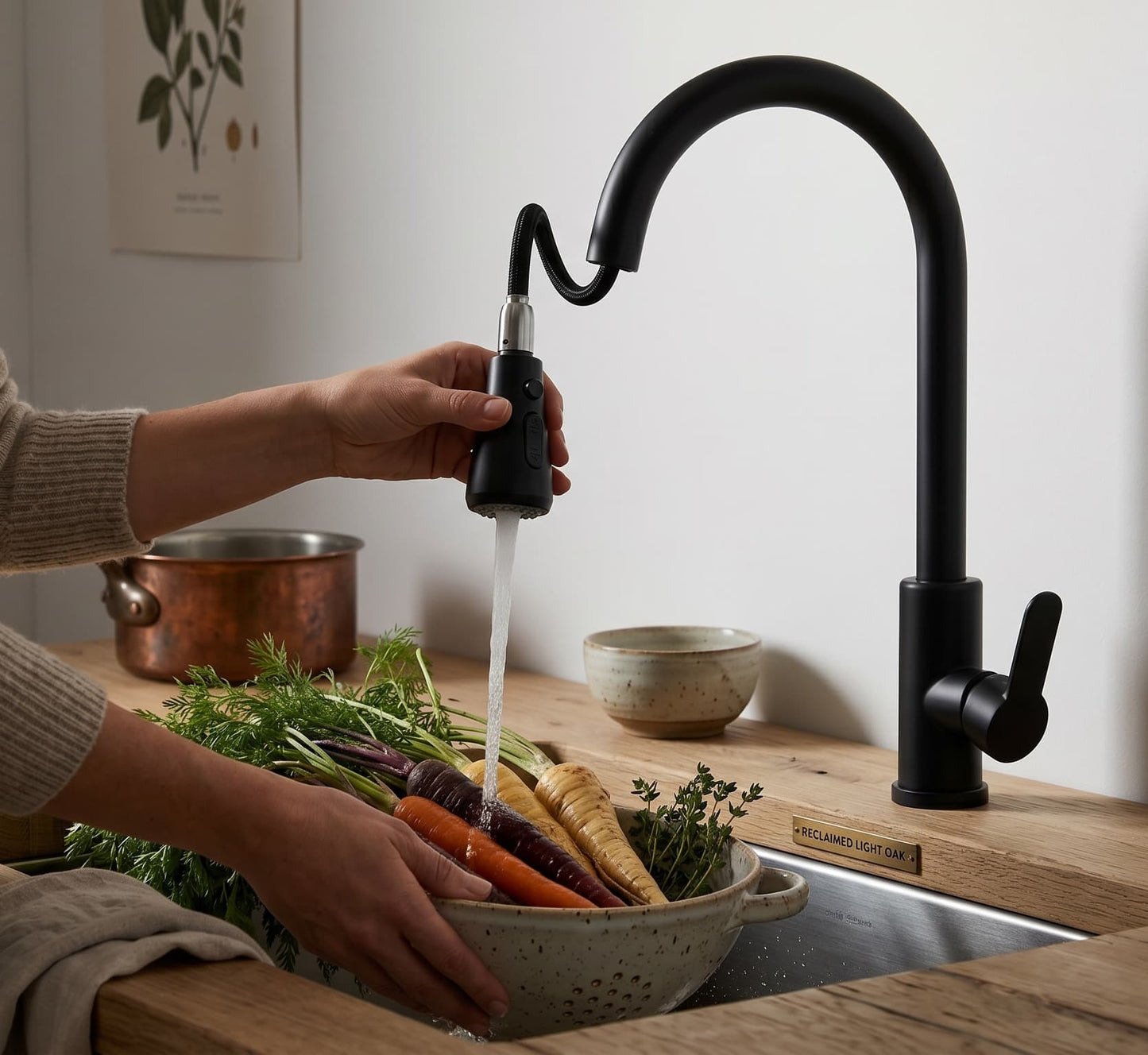 Pull Out Kitchen Tap - Stainless Steel, Hot & Cold Mixer Tap, 360° Swivel, Deck Mounted