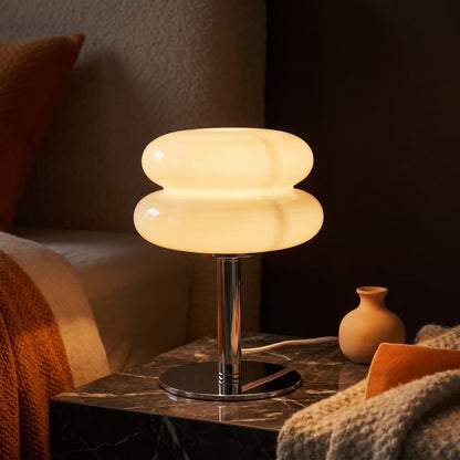 Mushroom Glass Table Lamp – Modern Bedside Lamp 28cm, USB
