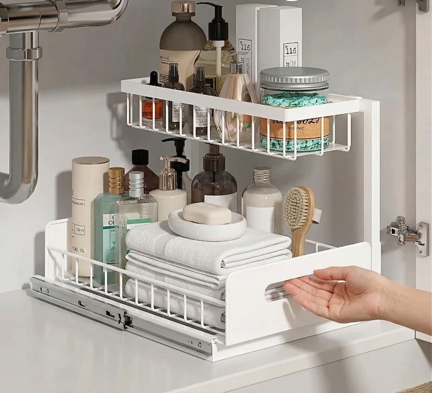 Under Sink Organiser – 2-Tier Pull Out Cabinet Storage Shelf