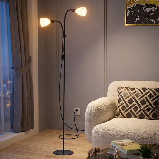 Modern Floor Lamp 180cm – Modern Standing Lamp with Adjustable Dual Heads & Foot Switch