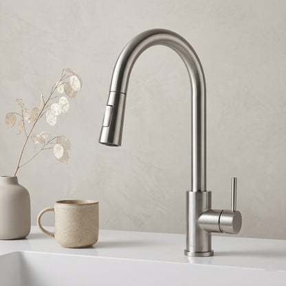 Pull Out Kitchen Tap - Stainless Steel, Hot & Cold Mixer Tap, 360° Swivel, Deck Mounted