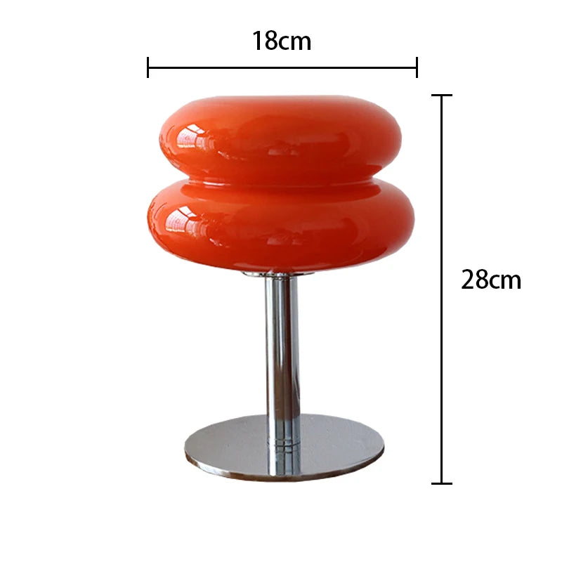 Mushroom Glass Table Lamp – Modern Bedside Lamp 28cm, USB