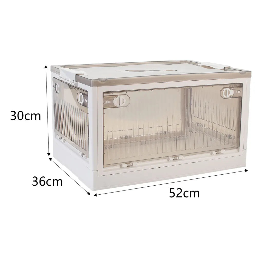Under Bed Storage Box with Wheels – Folding Stackable Clear Plastic Container with Lid 56L