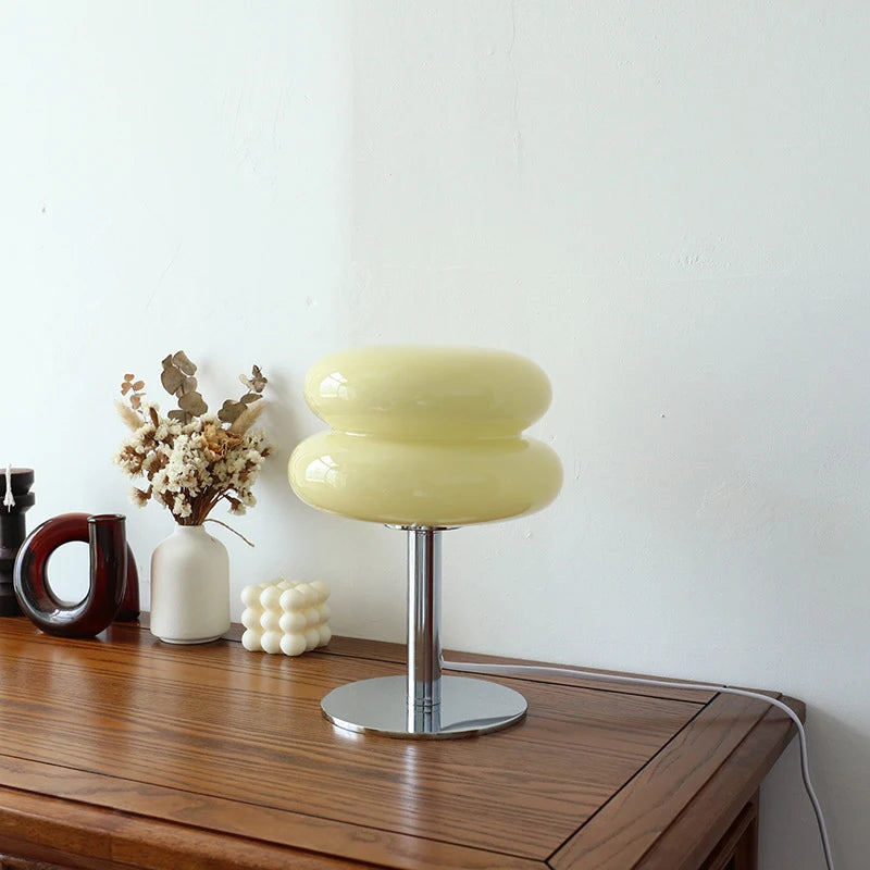 Mushroom Glass Table Lamp – Modern Bedside Lamp 28cm, USB