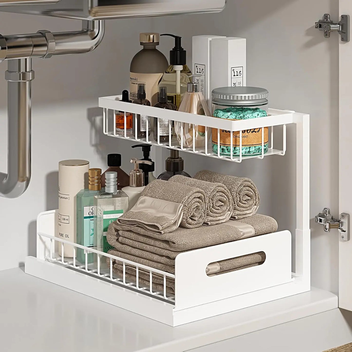 Under Sink Organiser – 2-Tier Pull Out Cabinet Storage Shelf