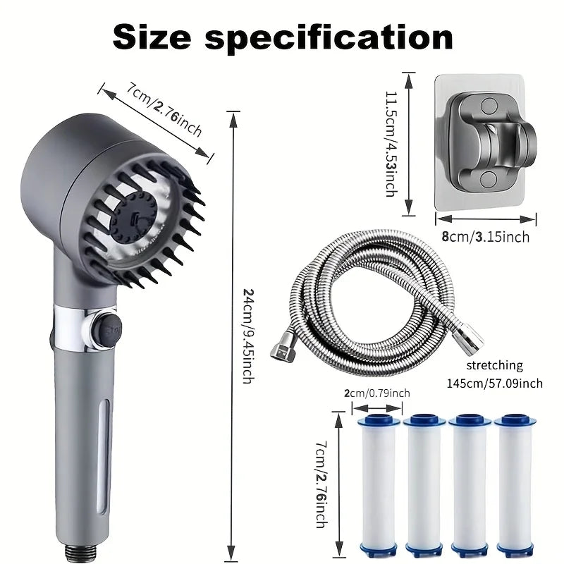 High Pressure Filtered Shower Head Set, 5 Filters, Multi-Spray Modes