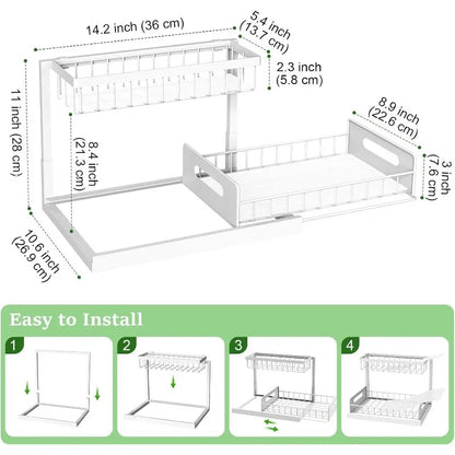 Under Sink Organiser – 2-Tier Pull Out Cabinet Storage Shelf