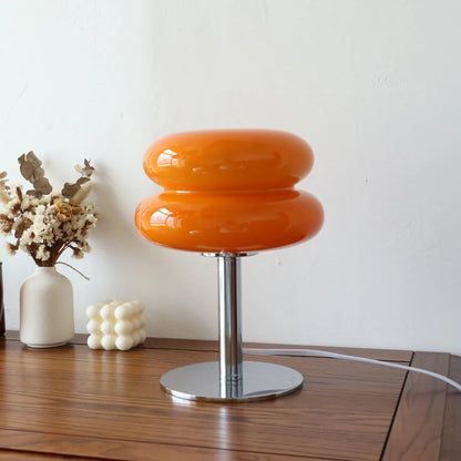 Mushroom Glass Table Lamp – Modern Bedside Lamp 28cm, USB