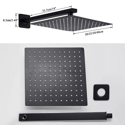 Rainfall Shower Head with Wall Arm - Square Overhead Shower, Stainless Steel, Wall Mounted