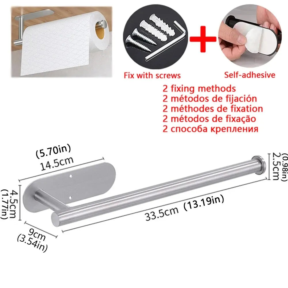 Paper Towel Holder - Wall-Mounted Stainless Steel