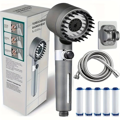 High Pressure Filtered Shower Head Set, 5 Filters, Multi-Spray Modes