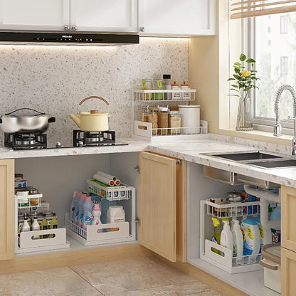 Under Sink Organiser – 2-Tier Pull Out Cabinet Storage Shelf