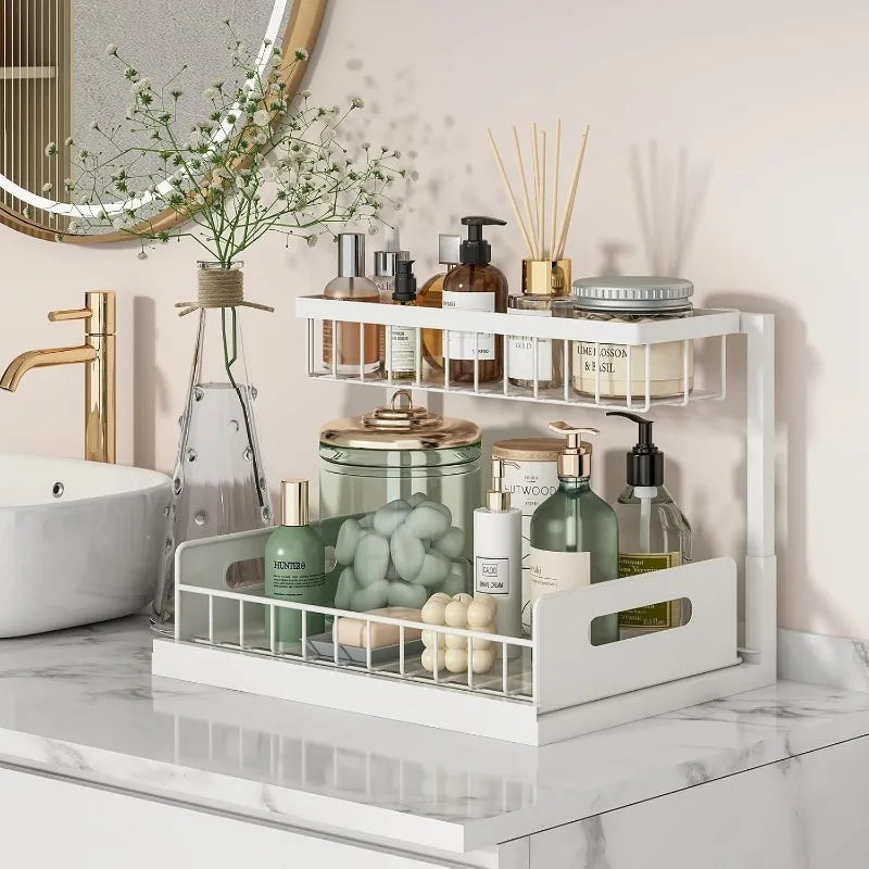 Under Sink Organiser – 2-Tier Pull Out Cabinet Storage Shelf