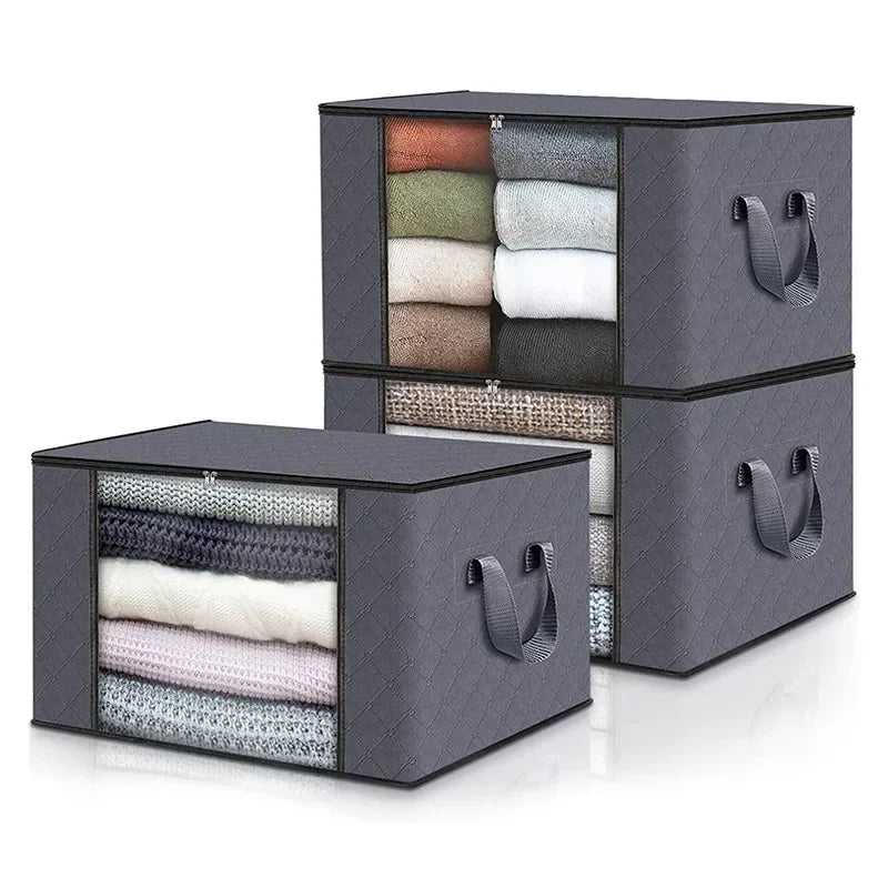 Under Bed Storage Bags 3-Pack - Large Foldable Clothes & Blanket Organiser with Clear Window