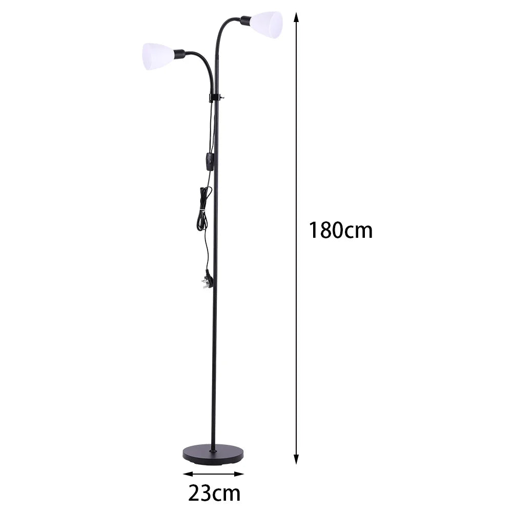 Modern Floor Lamp 180cm – Modern Standing Lamp with Adjustable Dual Heads & Foot Switch
